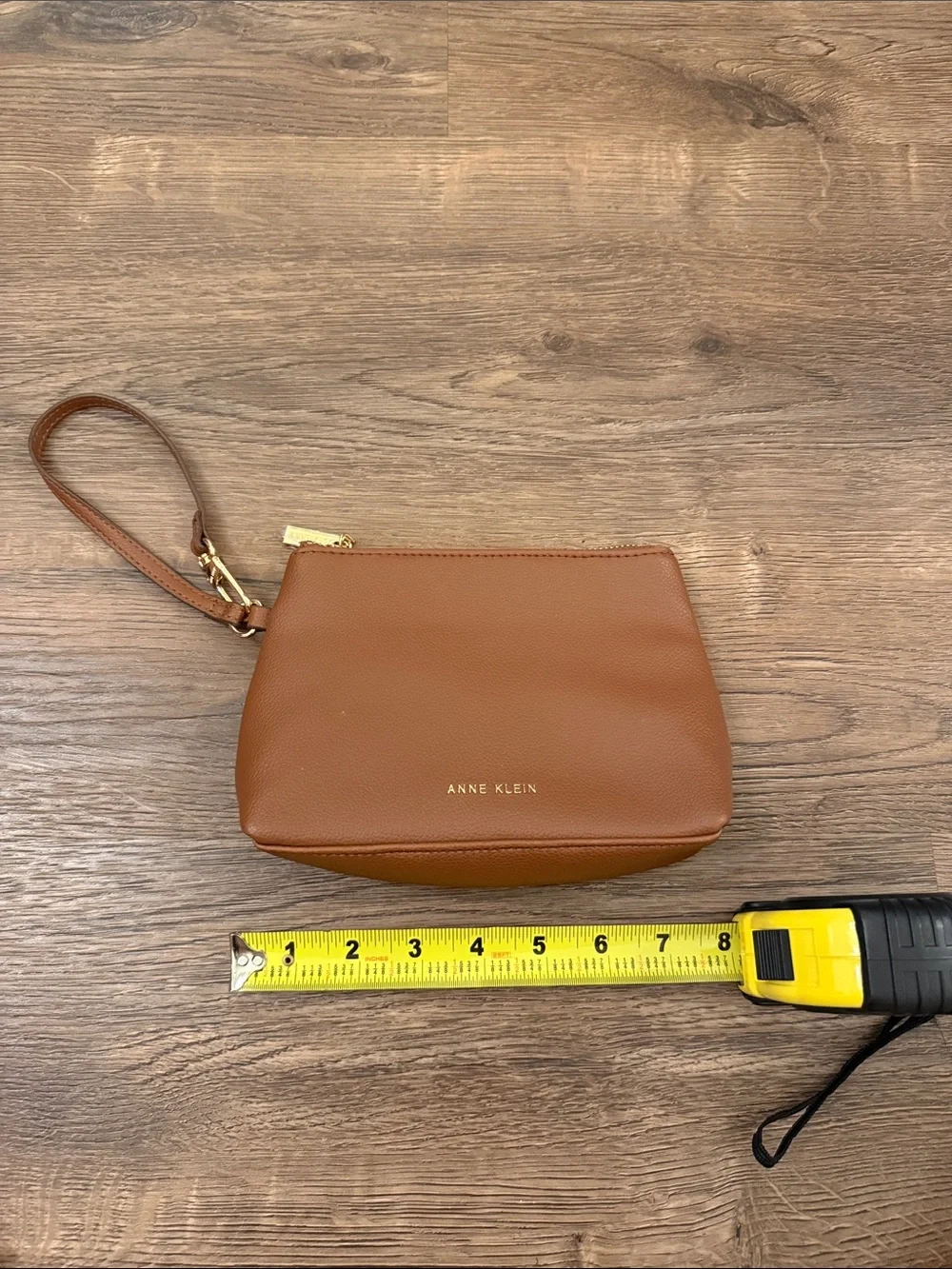 Anne Klein Cognac Vegan Leather Wristlet Clutch